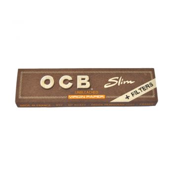 OCB Slim Unbleached + Tips (Dark Brown)